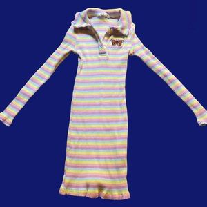 Little girl’s size 10 long sleeve T shirt dress rainbow butterfly tight fit